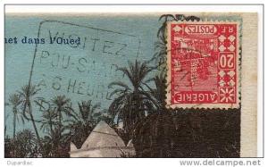 Oblitération DAGUIN sur carte postale de BOU-SAADA  VISITEZ BOU-SAADA A 6 HEURES D'ALGER
