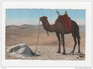 Algérie Ouenza N° 1120 la Prière au désert  belle carte dentelée écrite en 1959 édition Jomone Alger