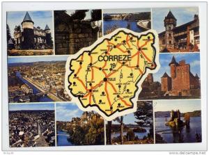 Corrèze-carte géographique-Castelnovel- Egletons-Barrage Bort-Beaulieu-Brive-Collo nges-Ussel-Uzerche-Neuvi- Val--cpm
