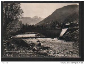 X18227 CESANA TORINESE BOUSSON IL PONTE SUL RIPA COLLO SFONDO DELLA ROGNOSA DEL SESTRIERE PANORAMA
