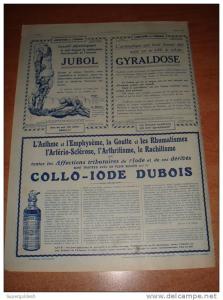 Publicité 1915   JUBOL GYRALDOSE COLLO IODE DUBOIS Ets Chatelain  médecine médicament