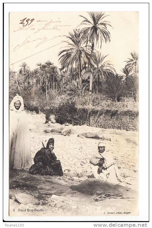 carte de  oued bou saada ( recto verso ) restant de papier collé au dos