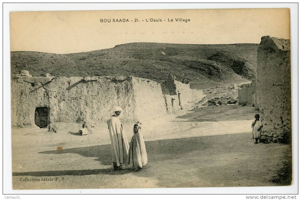 ALGERIE - BOU SAADA - L'Oasis - Le Village - animée, état parfait, voir scan + Tampon Militaire