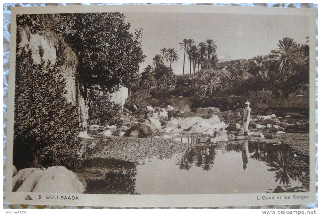 CPA ALGERIE 5. BOU SAADA L'OUED ET LES GORGES ANIMEE