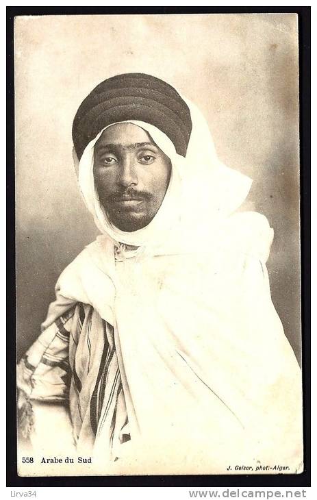 CPA ANCIENNE- ALGÉRIE- BOU-SAADA- PORTRAIT D'UN ARABE DU SUD- TRES GROS PLAN
