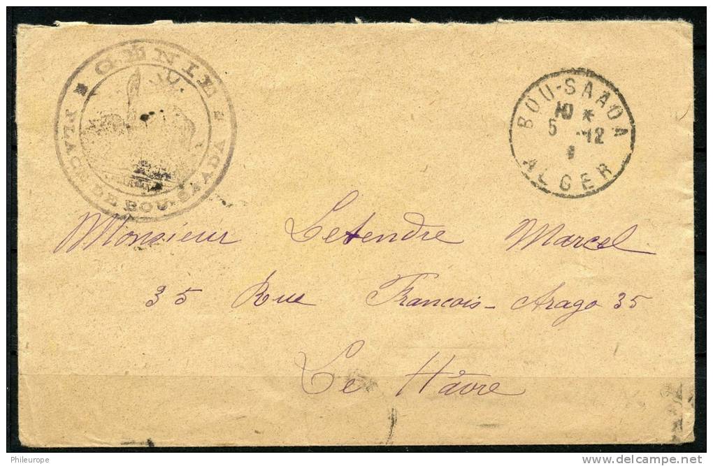 Algerie Lettre de Bou-Saada pour le havre du 5.12.1916