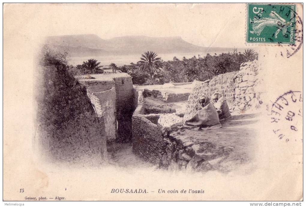 CPA carte postale ancienne AFRIQUE ALGERIE - BOU-SAADA un coin de l'oasis animée 1908