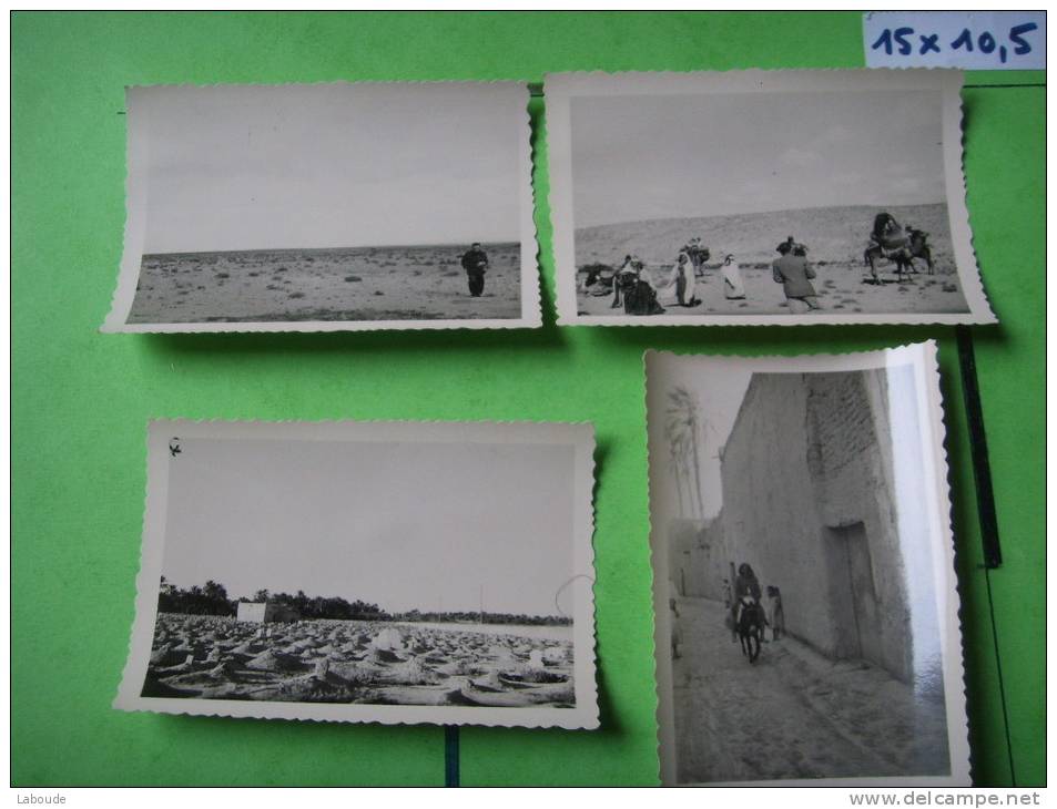 14 ) 4 photos biskra cimetiere,rue  cite indigene,route  bou saada  desert,  1951