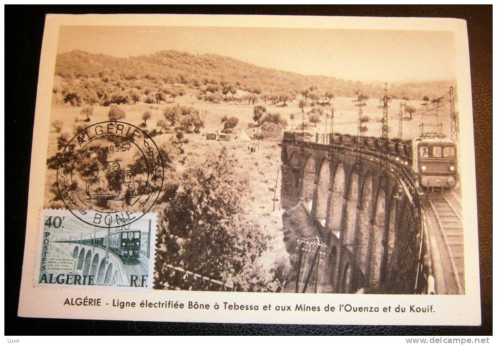 £££ ALGERIE - Carte - Ligne électrifiée Bône à Tabessa et aux mines Ouenza et Kouif - Train - locomotive