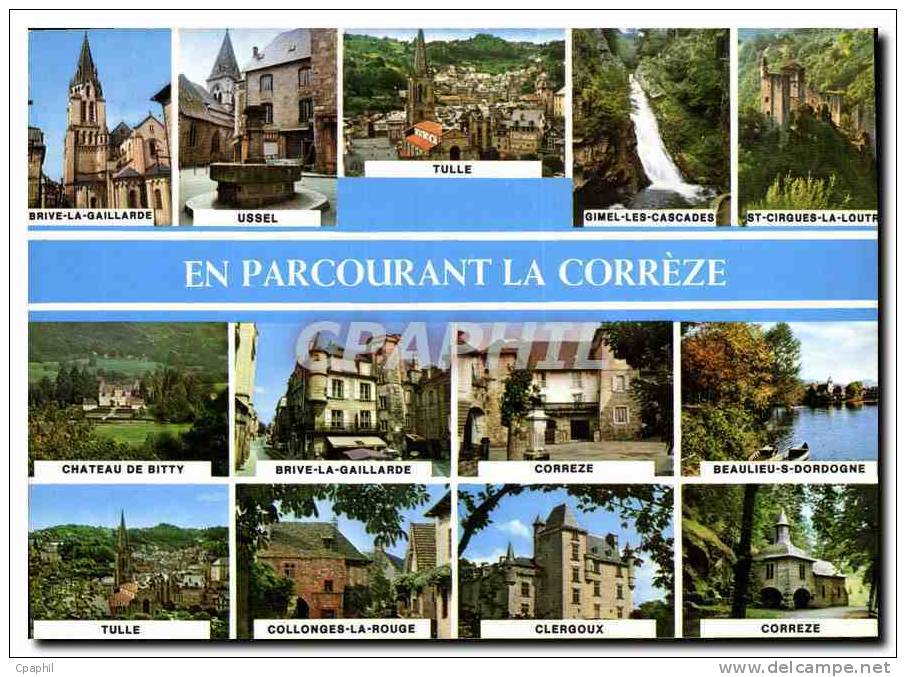 CPM En Parcourant la Correze Brive la Gaillarde Ussel Tulle Gimel les Cascades St Cirgues la Loutre Beaulieu Bitty Collo