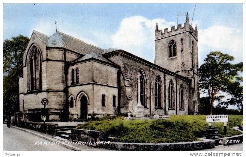 CPA ROYAUME UNI WEM N°7774 PARISH CHURCH  PETITE ANIMATION COLORISEE 