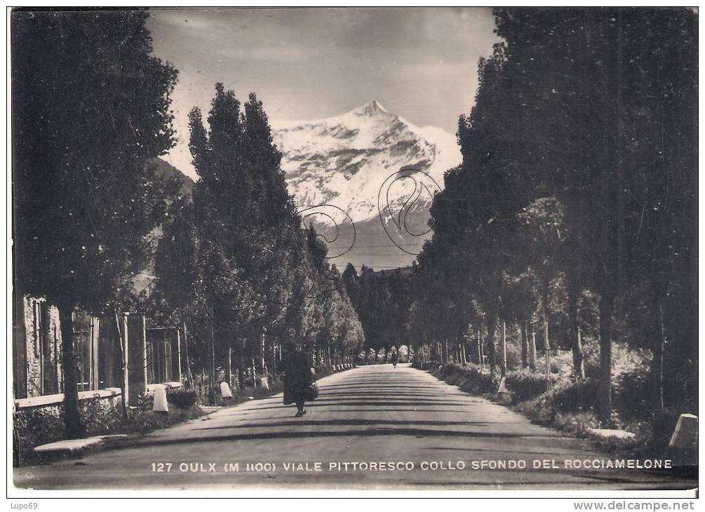 Torino - Oulx m. 1100 - Viale pittoresco collo sfondo del Rocciamelone