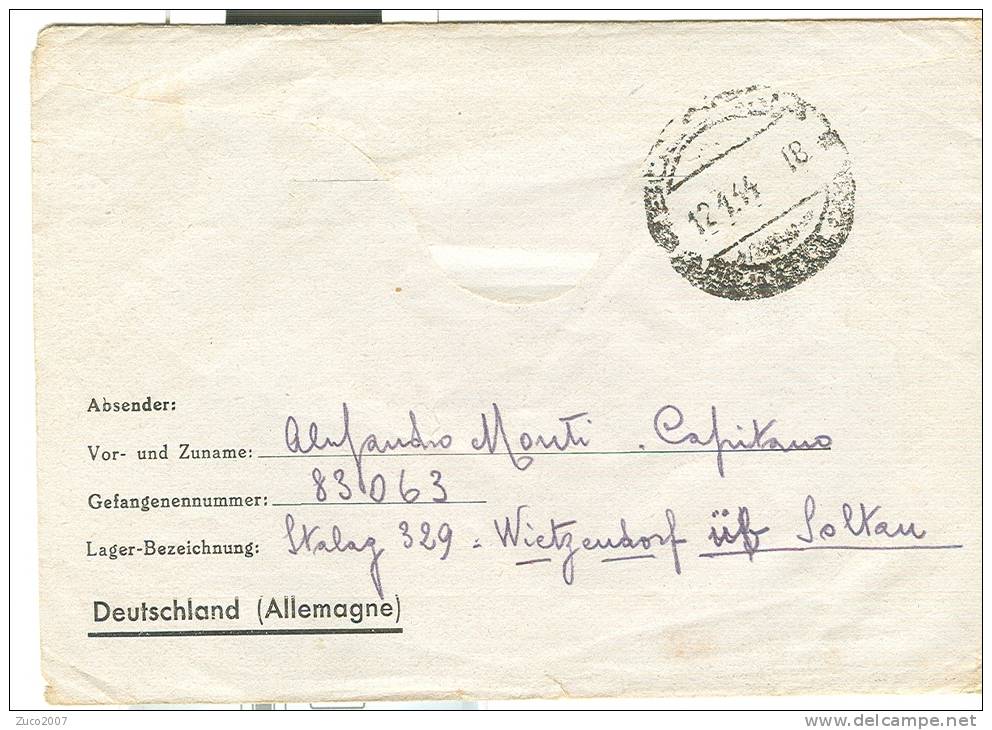 SPEDIZIONE COLLO POSTALE AL PRIGIONIERO 83063   STALAG 329, GERMANIA, 1944, DA BOLOGNA, ISTRUZIONI  ALLEGATE,