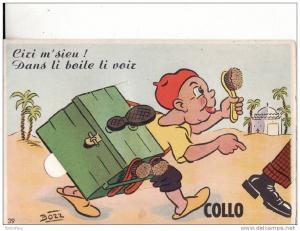 *** ALGERIE - COLLO - Ciri m´sieu ! Dans li boite ti voir *** Carte à Système Non-Ecrite -Dessin de BOZZ