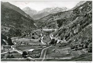 EXILLES (m. 870) - Panorama collo sfondo del Chaberton - circulée en 1965 - 2 scans