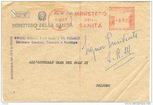 STORIA POSTALE COLLO MECCANICO LIRE 50 BOCCADIFALCO PALERMO  ITALIE ITALY ITALIEN