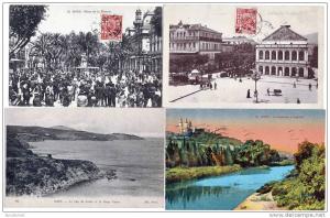 Algerie - BONE - 4 CPA - PLACE DE LA LIBERTE - LA SEYBOUSE A HIPPONE - THEATRE ET HOTEL D'ORIENT-PLAGE FABRE ET CAP  (1)