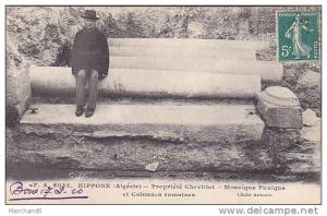 ALGERIE.HIPPONE.PROPRIETE CHEVILLOT MOSAIQUE PUNIQUE ET COLONNES ROMAINES