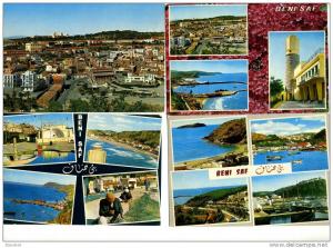 4 CPM - ALGERIE - BENI SAF  vue générale / port de pêche / l'Aquarium / le Square / Ile de Rachgoun / la ville