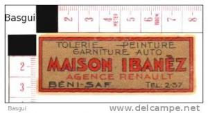 Chromo, Décalcomanie, Transfert Pub Garage Maison Ibanez, Agence Renault a Beni-Saf