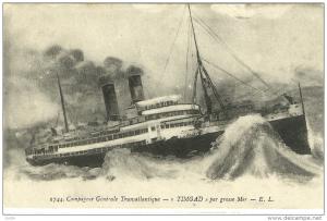 LE  TIMGAD compagnie  generale  transaltantique   9  aout  1918