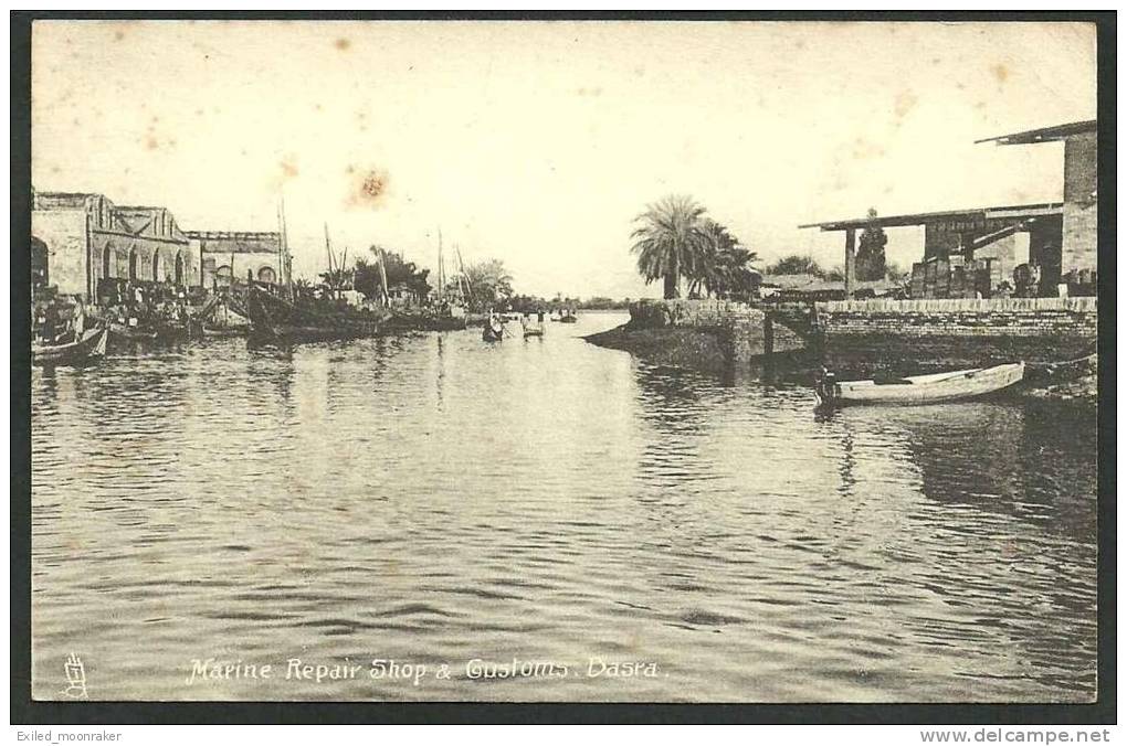 IQ15 Marine Repair Shop and Customs BASRA  Tucks Collo Photo Postcard for A Kerim Basra