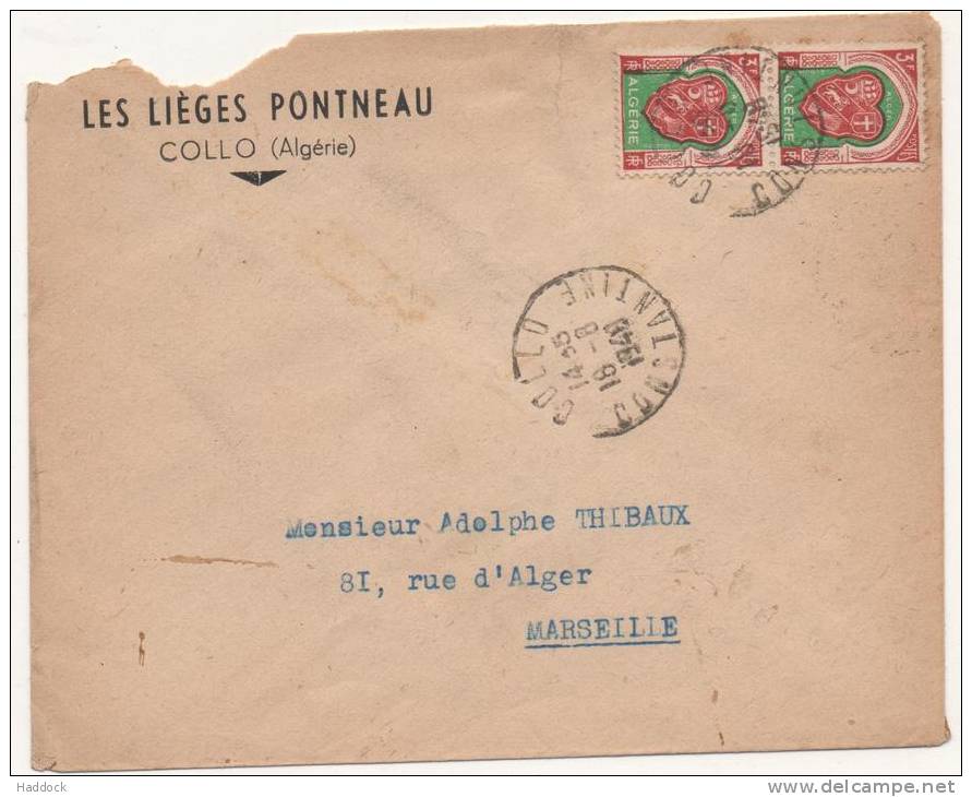 LETTRE ALGERIE DE COLLO DU 18/08/1948