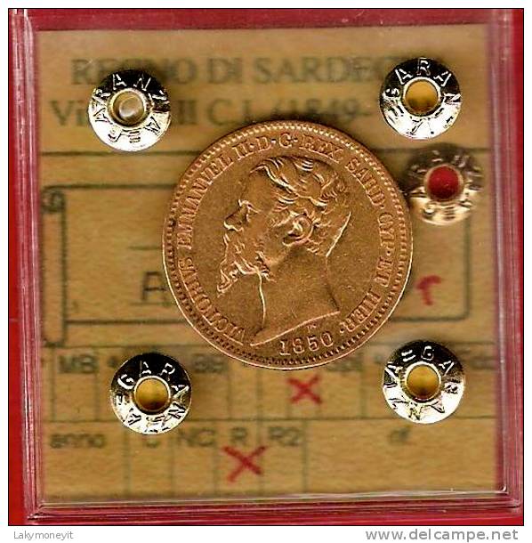 20 LIRE 1850 Torino Collo lungo  Regno di Sardegna   Vittorio Emanuele II 1849 - 1861 ORO