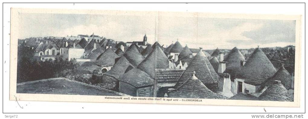 belle carte sépia DOUBLE  ALBEROBELLO.  Una fuga di Trulli collo sfondo della Zona Monumentale