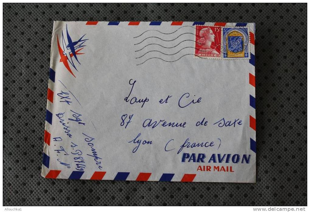 CONSTANTINE COLLO ALGERIEEX COLONIE FRANCAISE-ENVELOPPE MARCOPHILIE AFF 2 TIMBRES PAR AVION-HORLOGERIE PRECISION