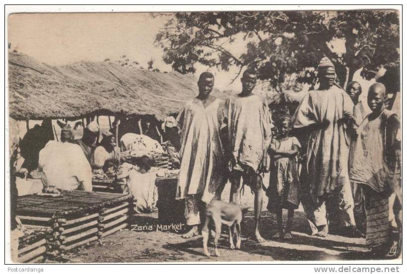 CPA ZARIA MARKET MARCHE ANIMEE ETHNIC NATIVES TUCK COLLO- PHOTO POSTCARD NR894 LAGOS NIGERIA AFRICA AFRIQUE
