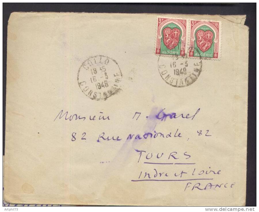 41258 - 2 TP cad COLLO CONSTANTINE 3 1948 pour la France B/TB