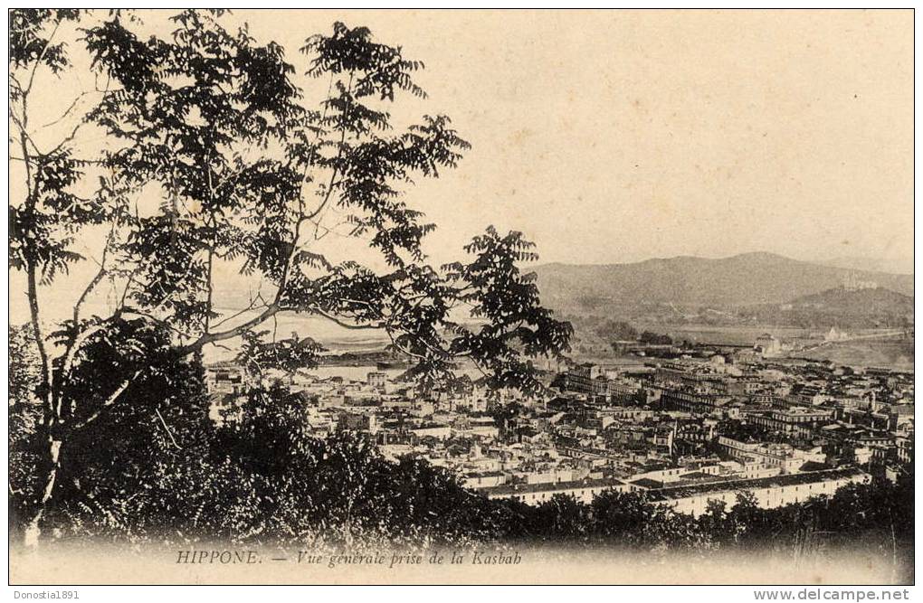 ALGERIE  HIPPONE  Vue générale prise de la Kasbah    .   Timbrée 1905