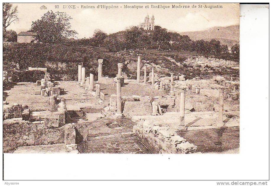 ALGERIE - BONE - ruines d´hippône - mosaique et basilique moderne de st augustin - nr 93 CAP à strasbourg - d21 1000