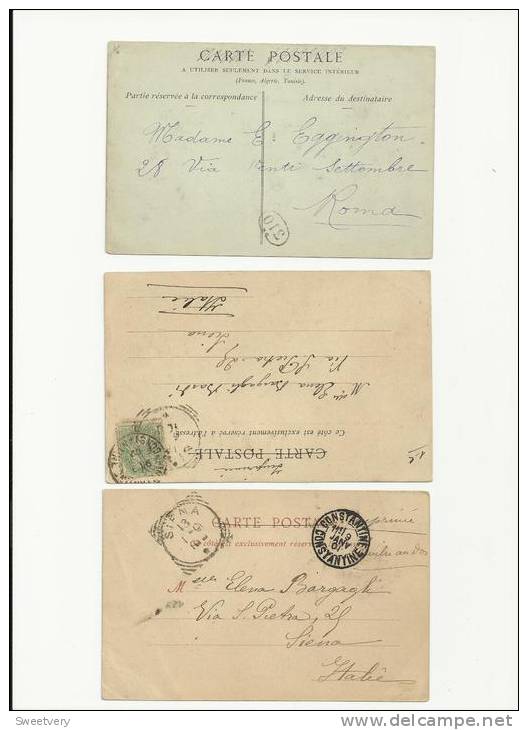 ALGERIE,3 postcards BISKRA,COSTANTINE,HIPPONE TO ITALY 1900 - 1902
