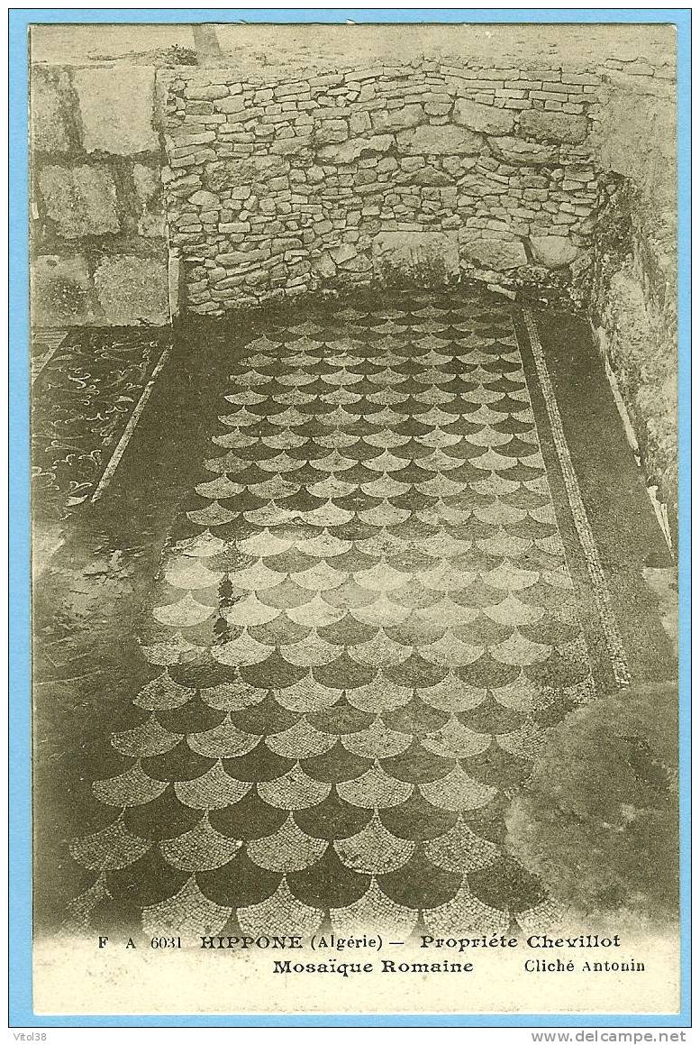 CARTE POSTALE F A 6031 HIPPONE ALGERIE PROPRIETE CHEVILLOT MOSAIQUE ROMAINE . CLICHE ANTONIN