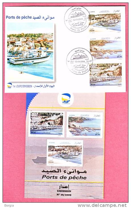 Algérie- FDC  + Notice - Chalutiers et ports de pêche, Bouharoun , Beni-Saf ,  Stora.