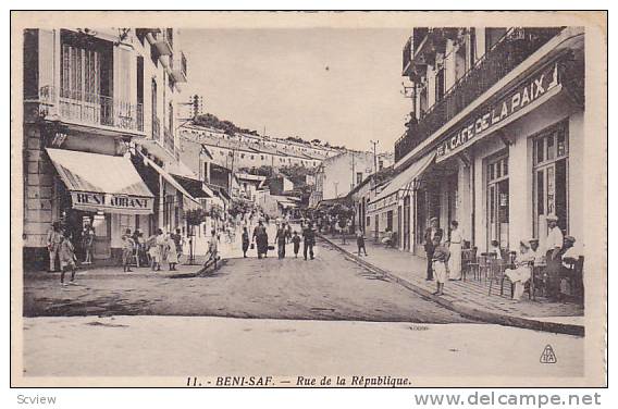 Street View, Cafe De La Paix, Restaurant, Rue De La Republique, Beni-Saf, Algeria, Africa, 1910-1920s