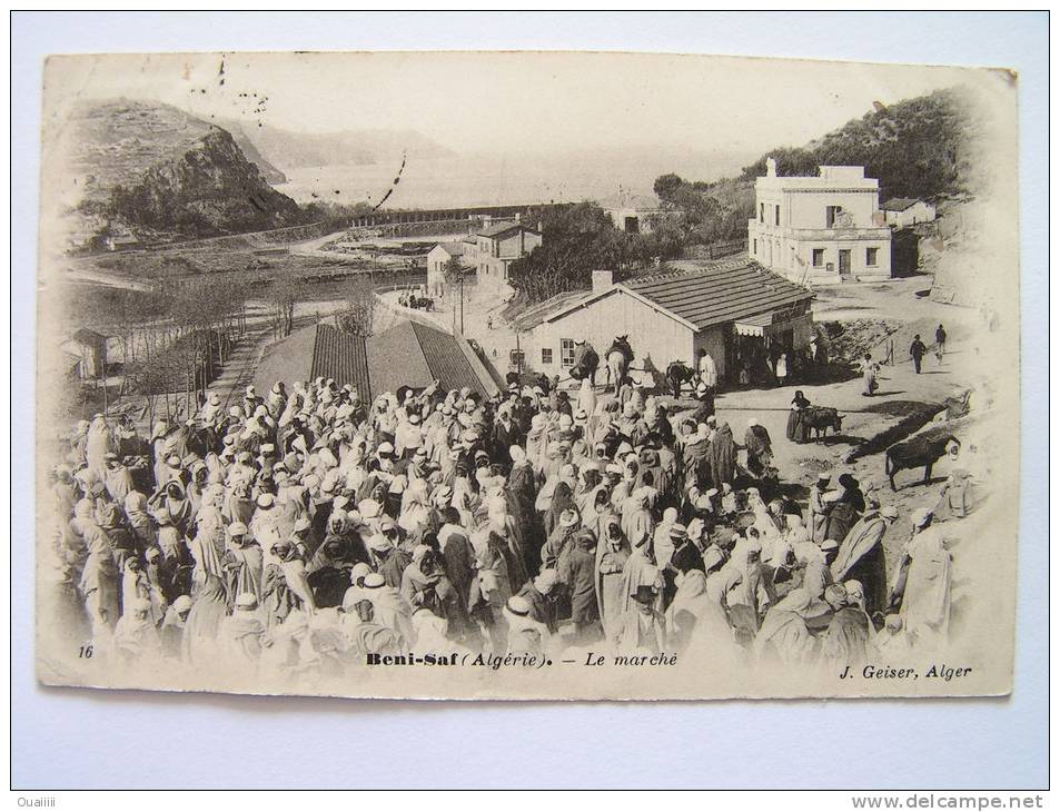 cpa, très belle vue animée, Beni Saf, le marché