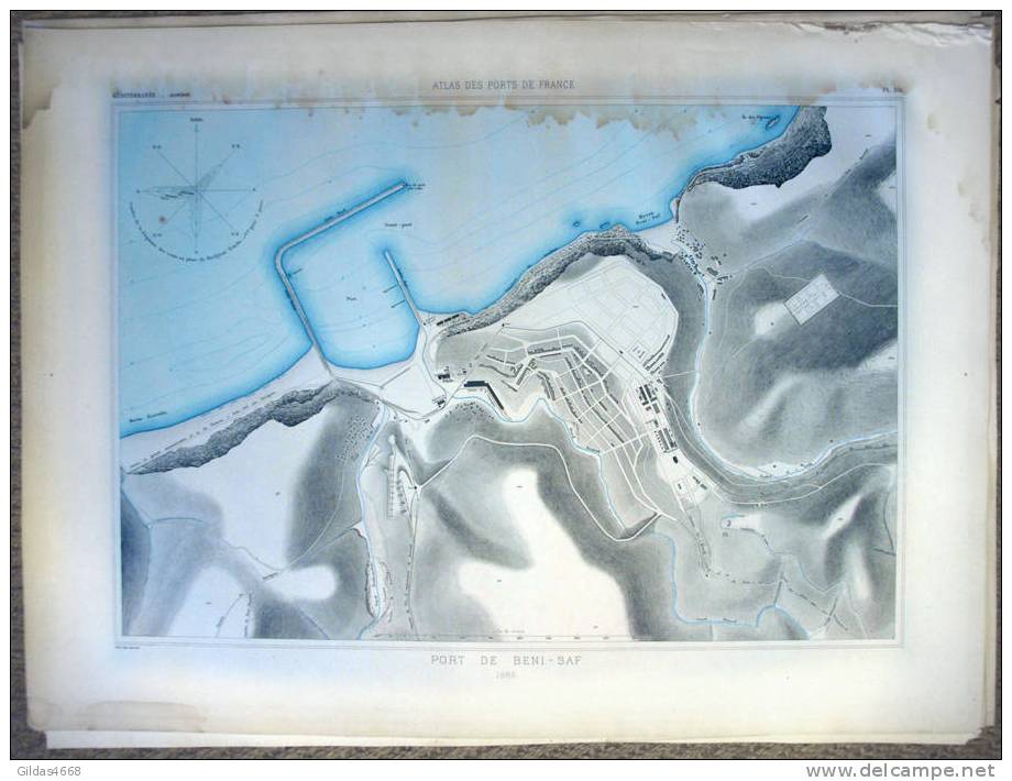 Planche 151 Port de Beni-Saf, Algérie - 1889. 49 x 65 cm. Atlas des ports de France