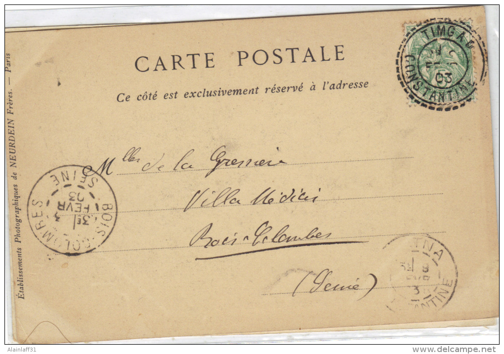 cp oblitérée Timgad passage à Batna 1903