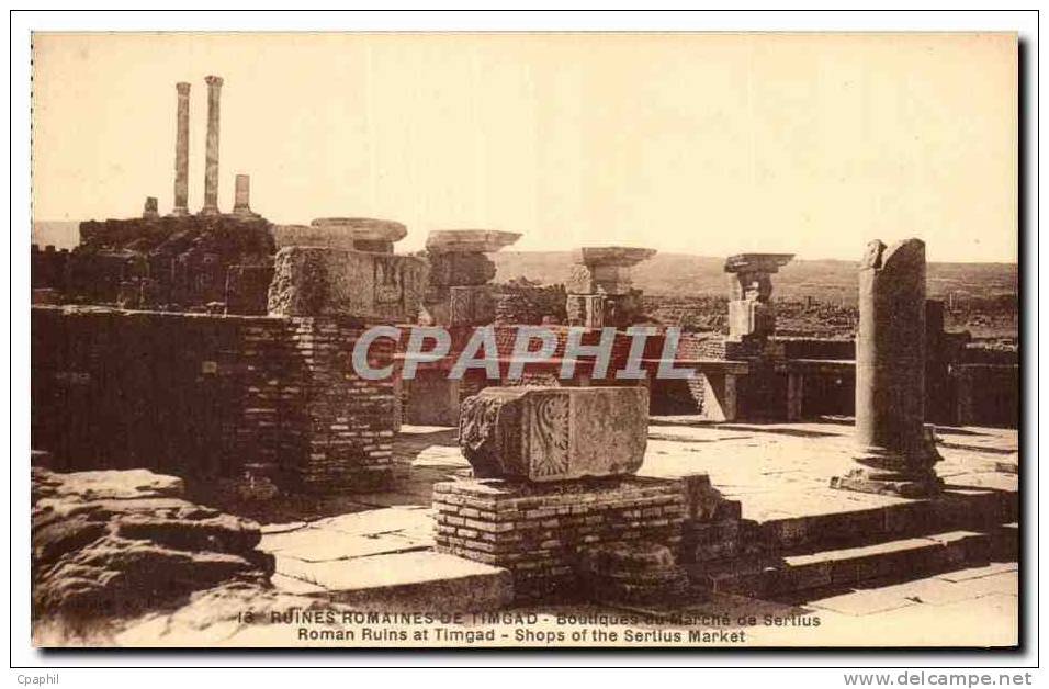 CPA Ruines Romaines De Timgad Roman Ruins at Timgad Shops of the