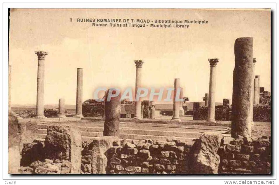 CPA Ruines Romaines De Timgad Bibliotheque Municipale Algerie