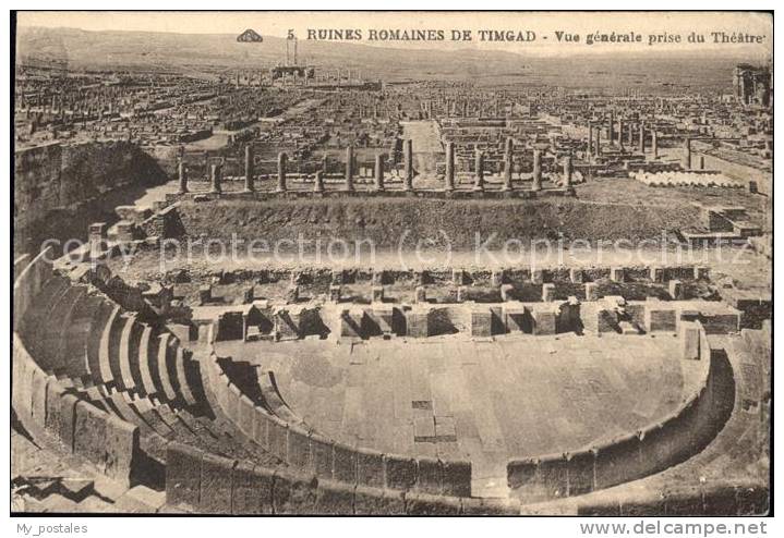 dg21277 Timgad Ruines Romaines Vue generale prise du Theatre Kat. Algerien
