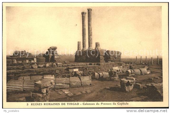 dg21249 Timgad Ruines Romaines Colonnes du Pronaos du Capitol Kat. Algerien