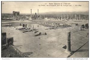 dg21270 Timgad Ruines Romaines Forum vue prise du Portique sud Kat. Algerien