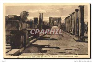 CPA Ruines Romainse de Timgad Vois du Decumanus et Arc de Trajan