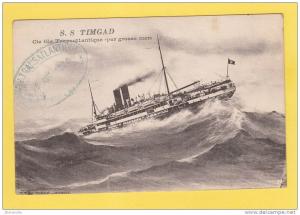 CPA - Paquebot S.S. TIMGAD - Compagnie Transatlantique par grosse mer - Cachet de Bateau 1930