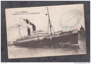 CPA - Paquebot S.S. TIMGAD - Compagnie Transatlantique - Cachet de Bateau 1930