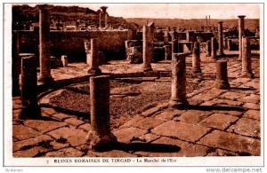 CPA ALGERIE RUINES ROMAINES DE TIMGAD N°7 LE MARCHE DE L'EST CAP STRASBOURG